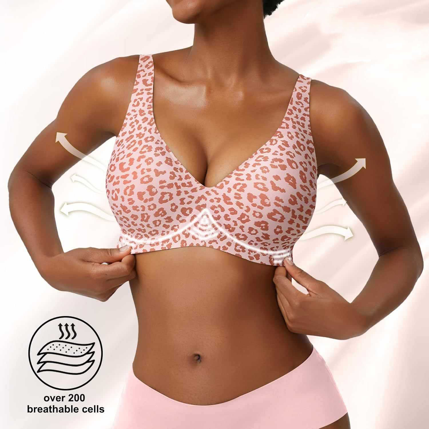 Naadloze roze luipaardprint bh - Plunge Bra Push Up recensie en prijs