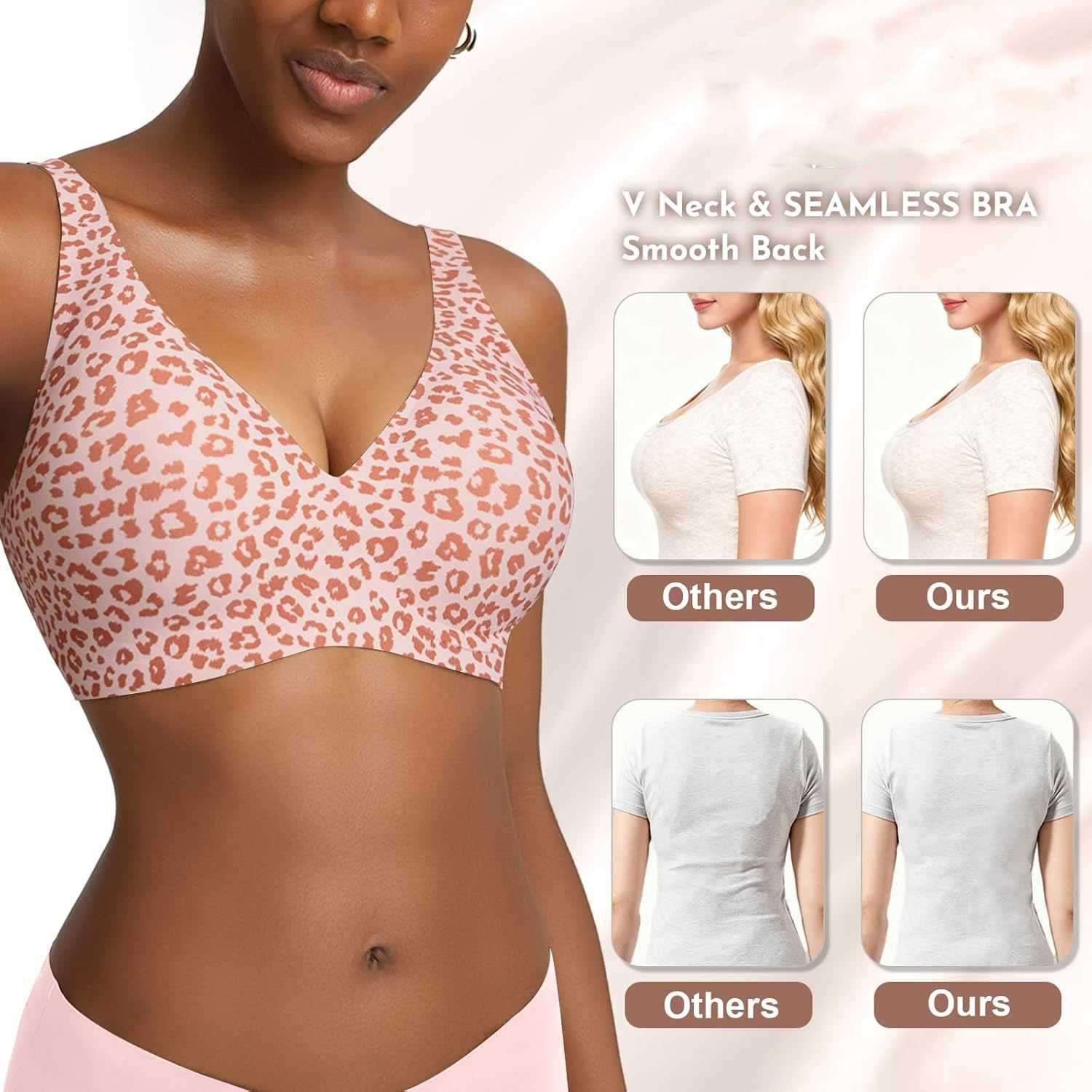 Naadloze roze luipaardprint bh - Plunge Bra Push Up recensie en prijs