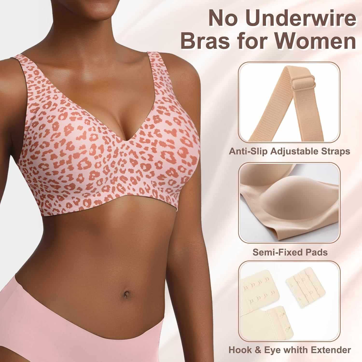 Naadloze roze luipaardprint bh - Plunge Bra Push Up recensie en prijs