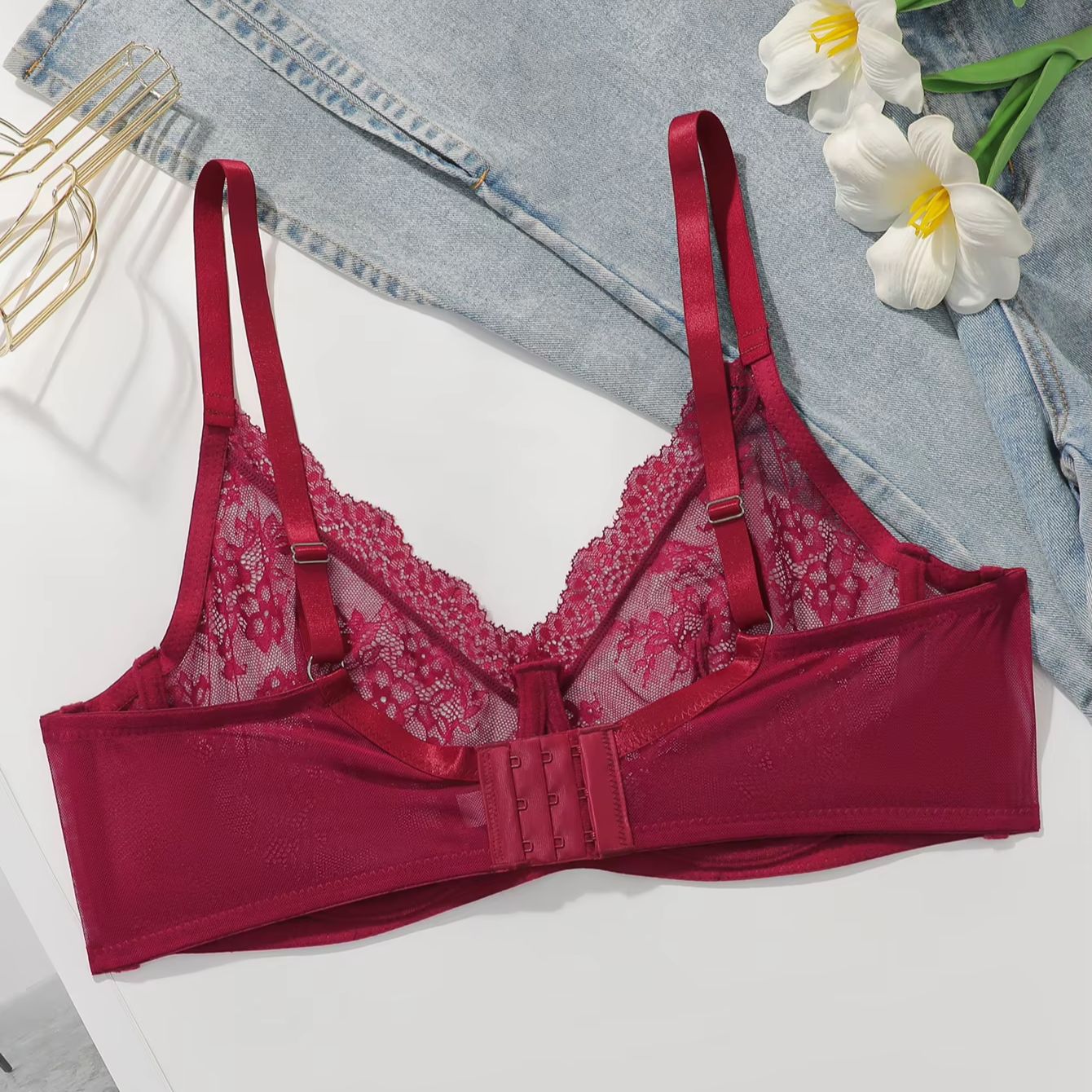 Dames grote maten rode kanten  - Sheer Bra Lace recensie en prijs